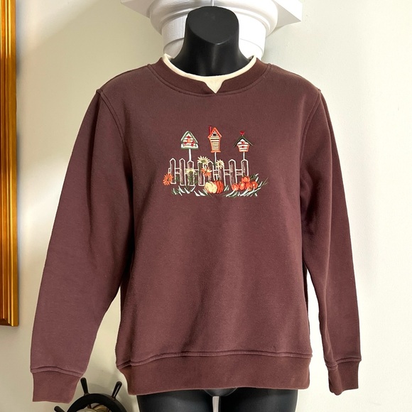 Vintage Fall Harvest Embroidered Double Collar Shenanigans Sweatshirt 90’s Y2K - Picture 1 of 7